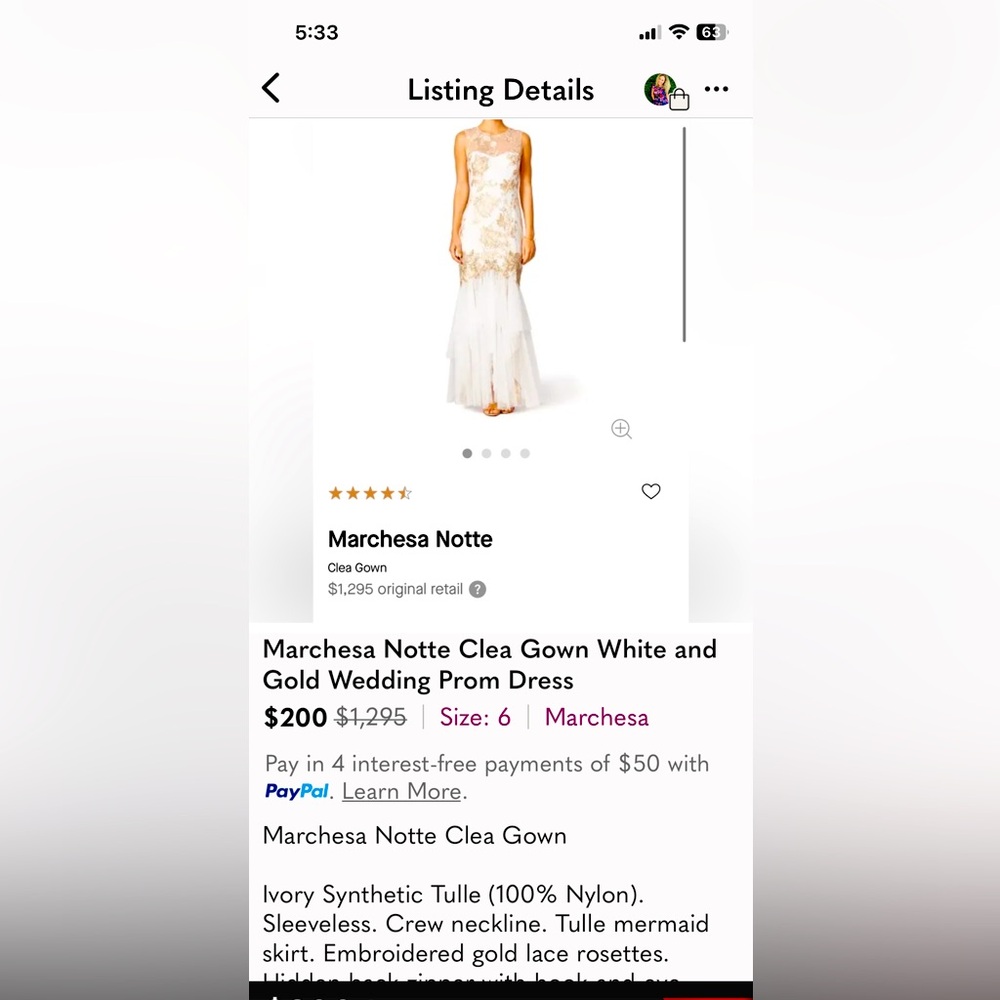 Slightly used worn once. Classic dress